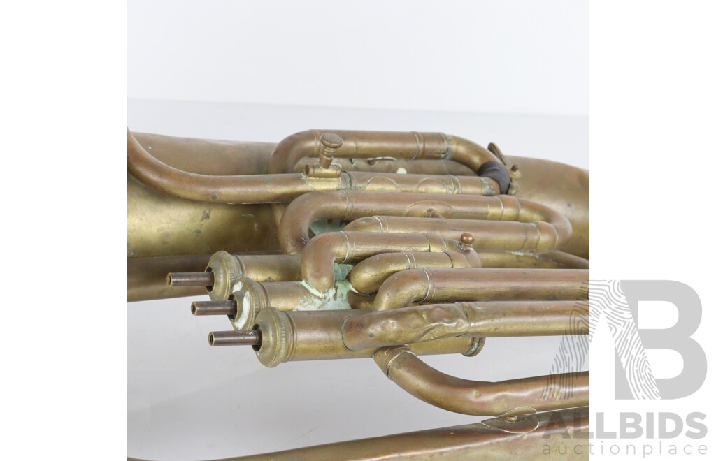 Vintage Brass 'The Federal' Tuba, Stamped Tess & Co, Saxony and Sydney