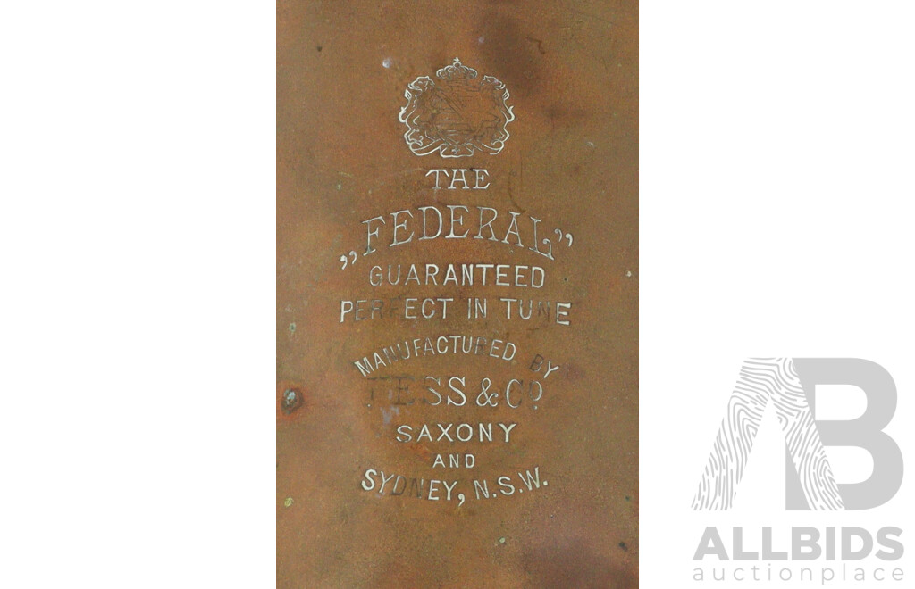 Vintage Brass 'The Federal' Tuba, Stamped Tess & Co, Saxony and Sydney