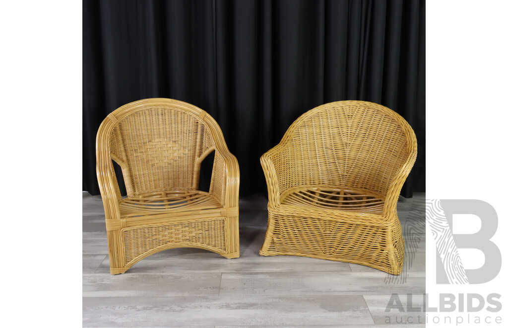 Pair of Matched Cane Armchairs