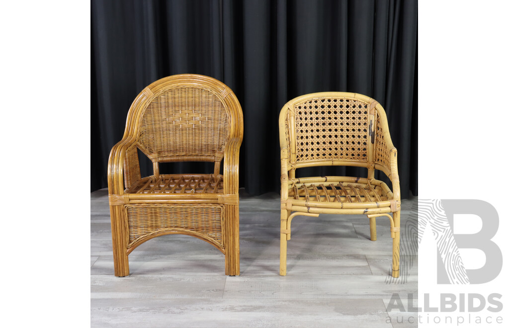 Pair of Matched Cane Armchairs