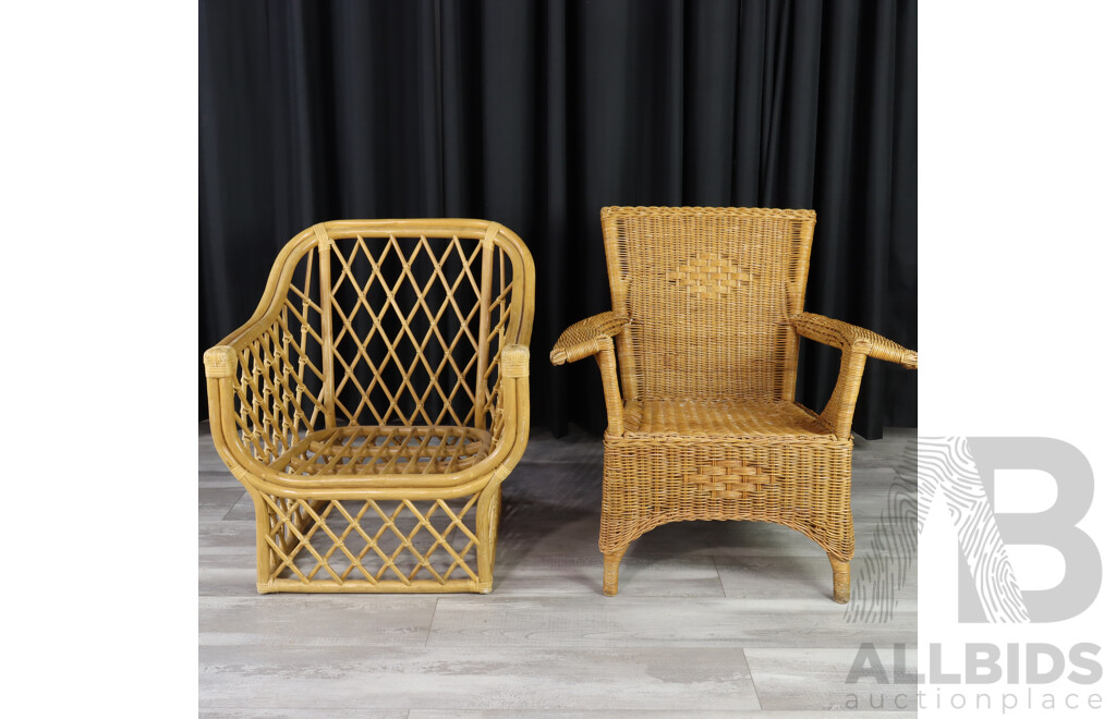 Pair of Matched Cane Armchairs