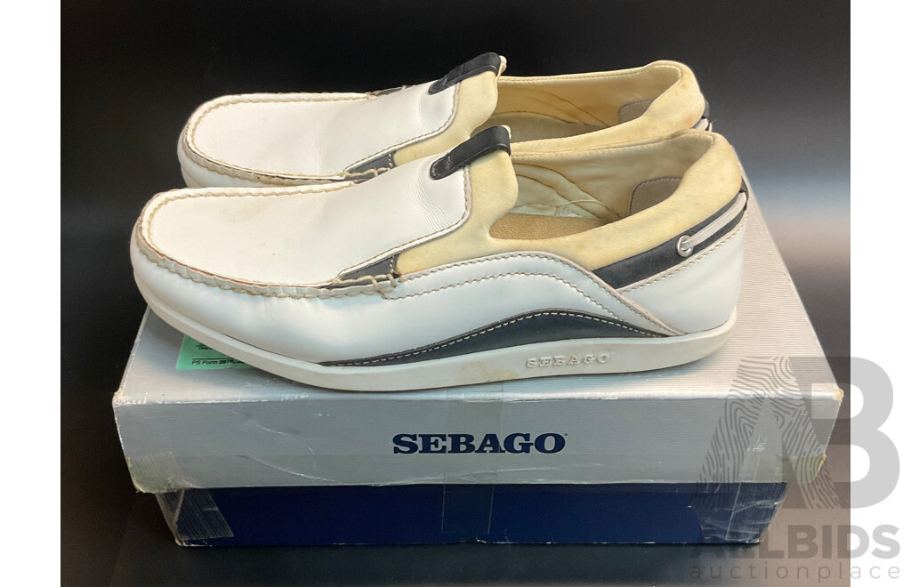 BBC Boaty Genuine Leather Shoes Size 40 & SEBAGO Cobria Womens 9 White Boat Shoes- Lot of 6