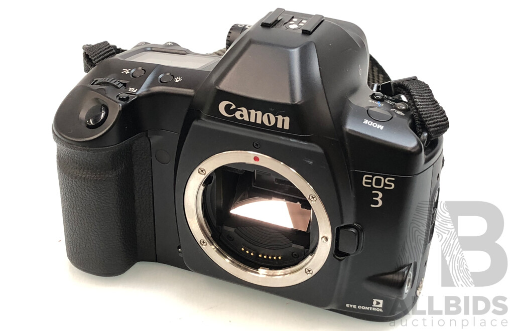 Canon EOS 3 35mm Camera Body and Canon Speedlite 550EX and 430EXII Flash