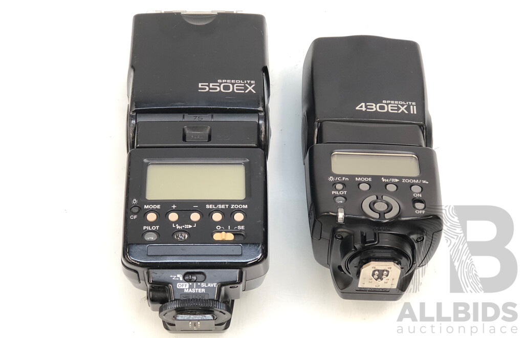 Canon EOS 3 35mm Camera Body and Canon Speedlite 550EX and 430EXII Flash