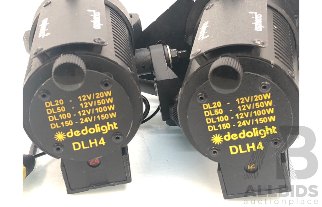 Dedolight DLH4 150 Watt Spotlights with DT24-1E Transformers - Lot of Two