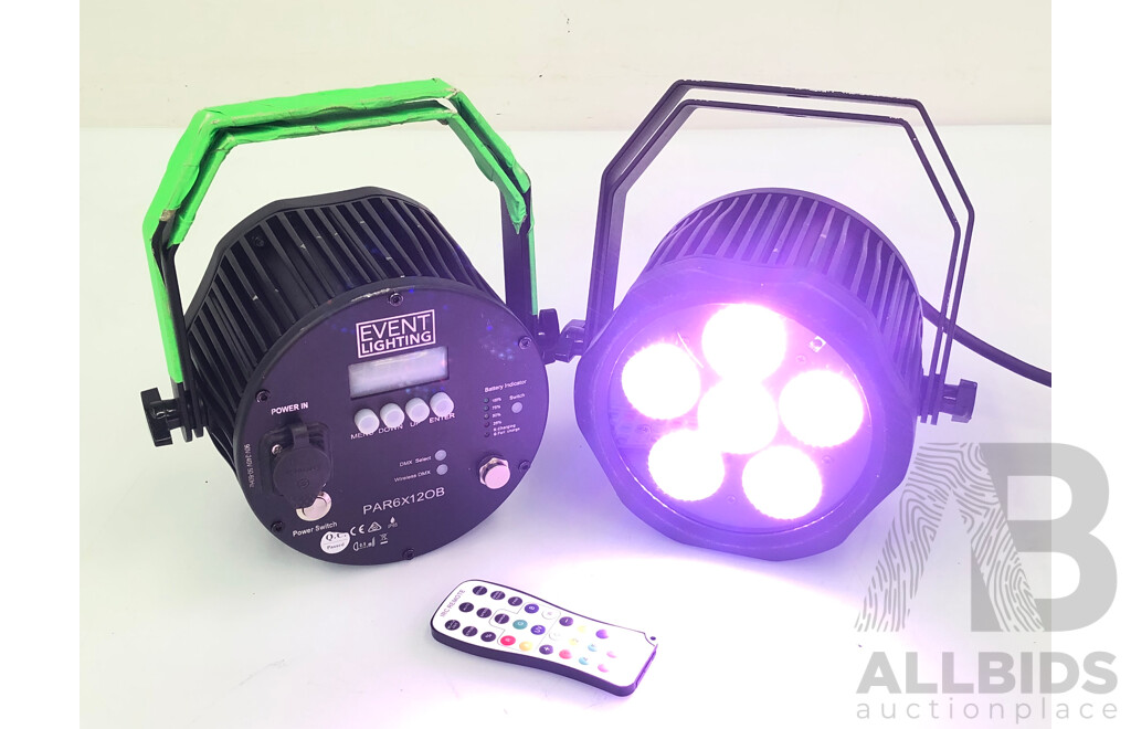 Event Lighting PAR6X120B Outdoor Battery Parcan with Wireless DMX - Lot of Two