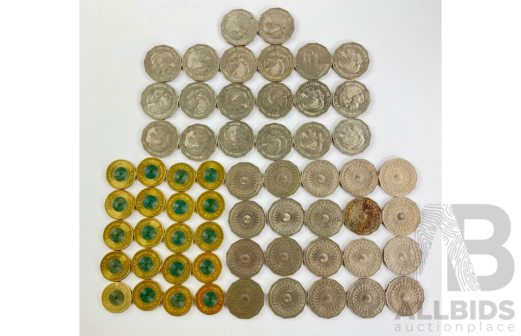 Australian 2020 One Dollar Coins, Donation Dollars(20) 1977 Fifty Cent Coins, Silver Jubilee(20) 1981 Fifty Cent Coins, Charles and Diana(20)