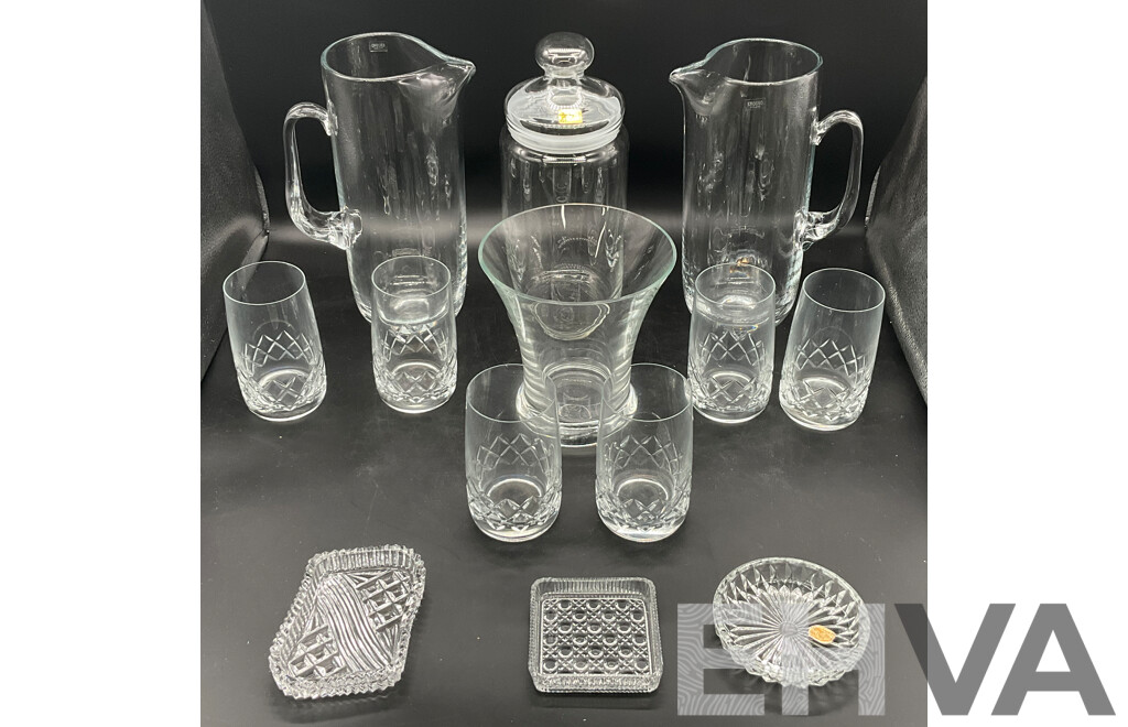 Assorted of Glassware - Jugs, Glasses, Container, Ash Trays