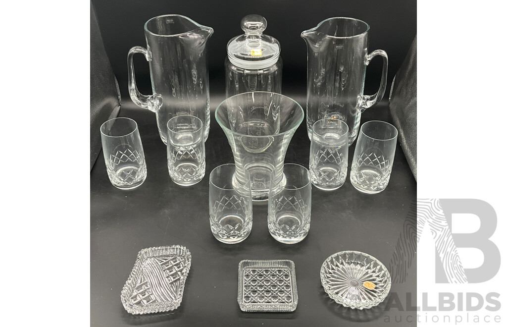 Assorted of Glassware - Jugs, Glasses, Container, Ash Trays