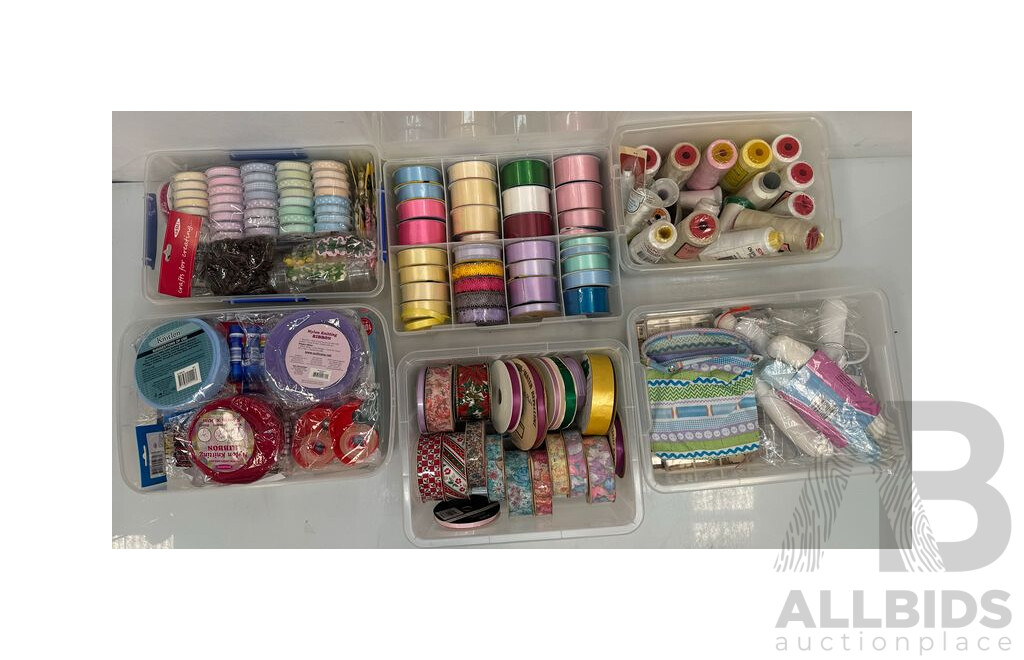 Assorted Lot of Arts and Craft - String, Ribbon, Stamps and More