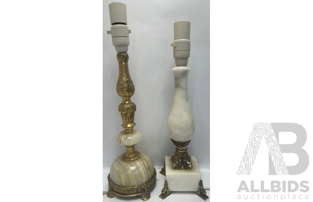 Vintage Marble and Brass Lamp Bases