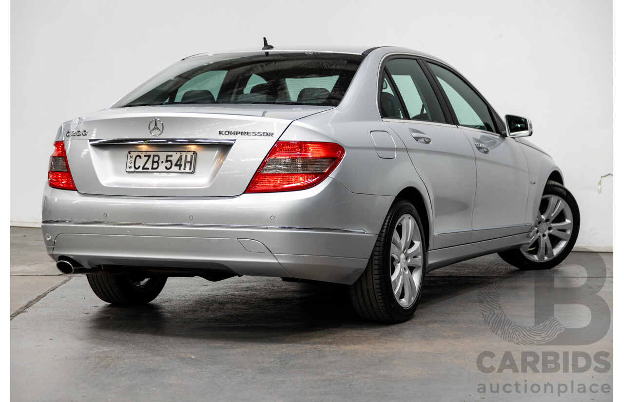 8/2009 Mercedes Benz C200 Kompressor Avantgarde W204 4d Sedan Iridium Silver Metallic Supercharged 1.8L