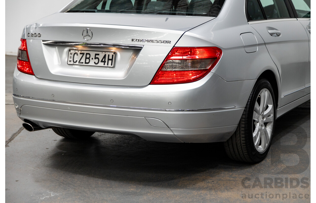 8/2009 Mercedes Benz C200 Kompressor Avantgarde W204 4d Sedan Iridium Silver Metallic Supercharged 1.8L