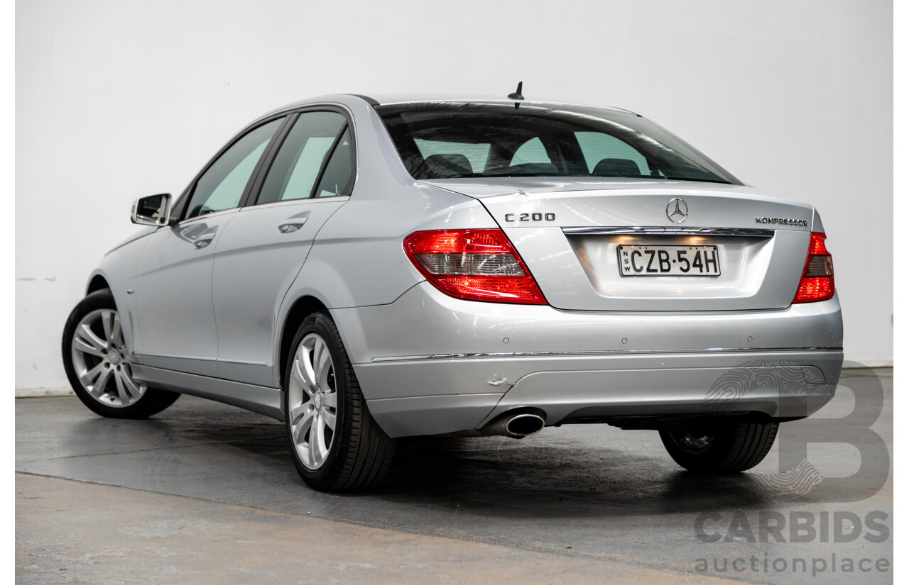 8/2009 Mercedes Benz C200 Kompressor Avantgarde W204 4d Sedan Iridium Silver Metallic Supercharged 1.8L