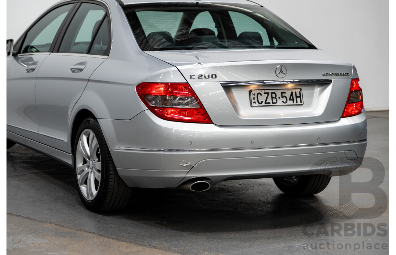 8/2009 Mercedes Benz C200 Kompressor Avantgarde W204 4d Sedan Iridium Silver Metallic Supercharged 1.8L