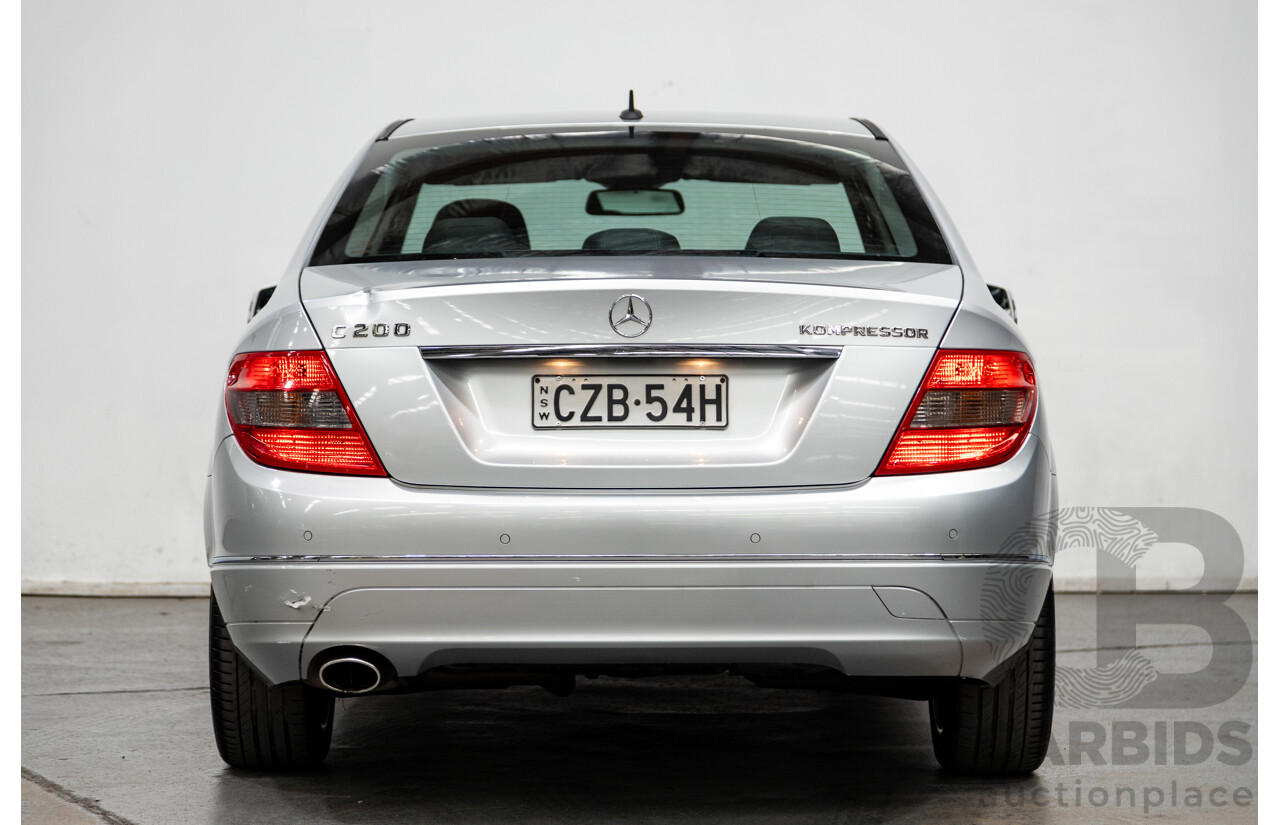 8/2009 Mercedes Benz C200 Kompressor Avantgarde W204 4d Sedan Iridium Silver Metallic Supercharged 1.8L