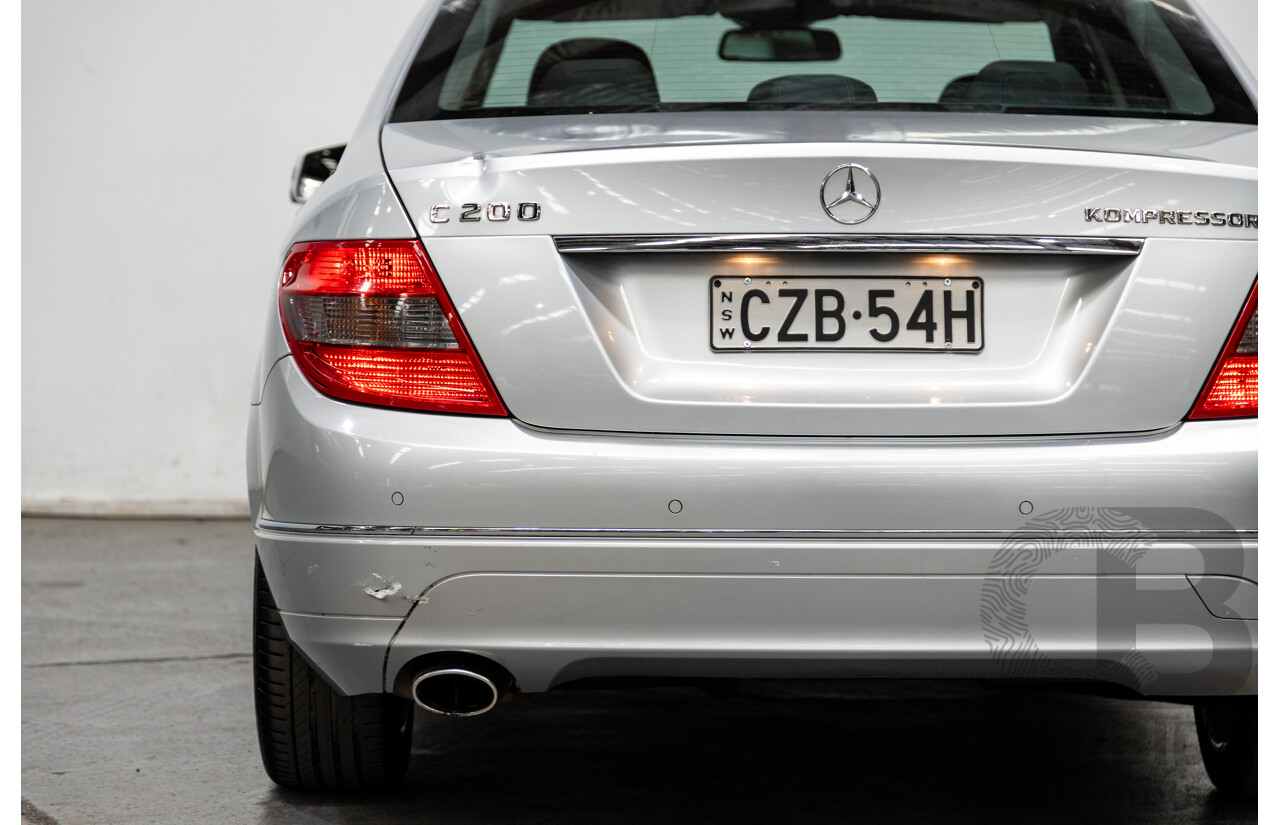 8/2009 Mercedes Benz C200 Kompressor Avantgarde W204 4d Sedan Iridium Silver Metallic Supercharged 1.8L