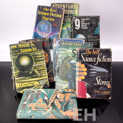 Collection Nine Pulp 1950s Sci Fi  Books, All Hardcovers with Dust Jackets