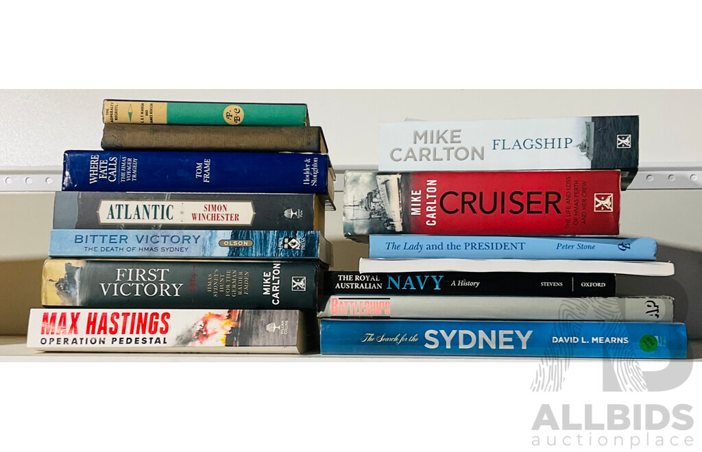 Collection Books of Australian Naval Interest Including SIgned Edition Where Fate Calls the HMAS Voyager Tragedy by Tom Frame, HMAS Sydney InHMAS Perth and More