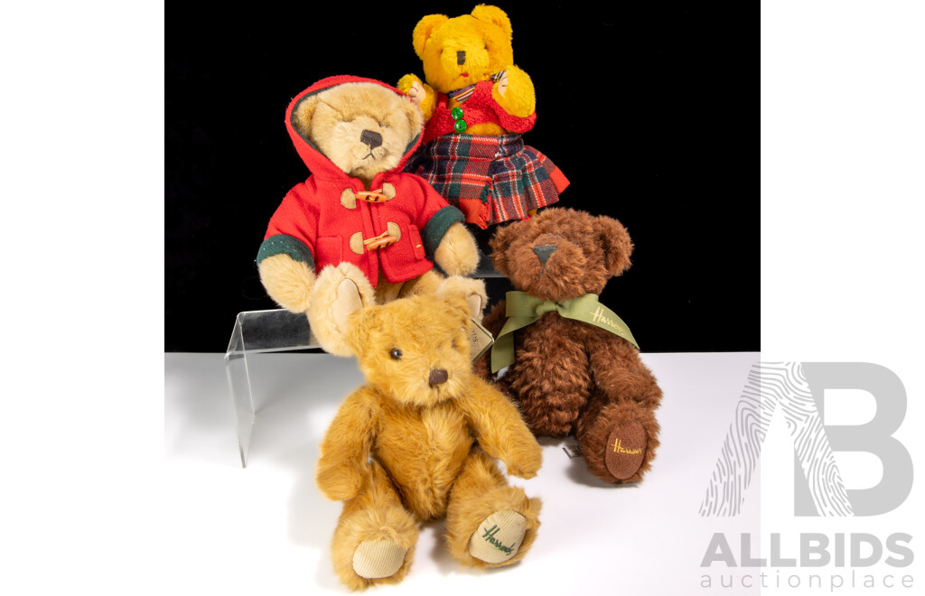 Collection Four English Harrods Teddy Bears