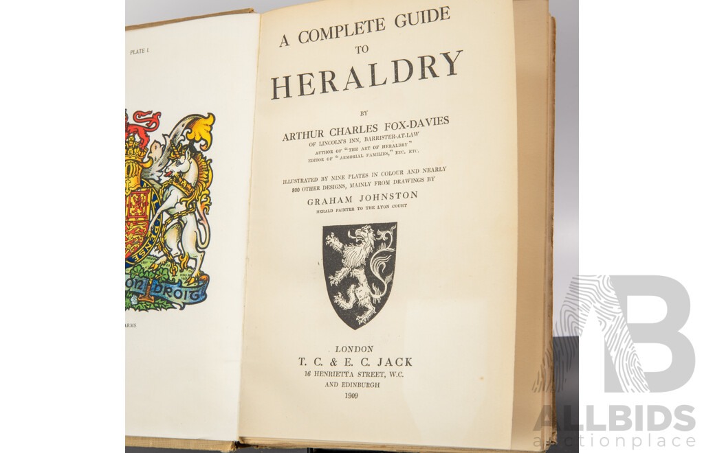 Antique Volume, The Complete Guide to Heraldry, TC & EC Jack, London, 1909, Embossed Leather Bound Hardcover