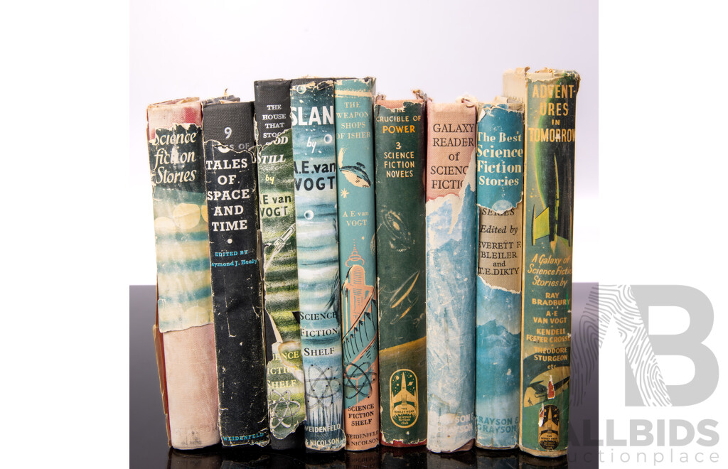 Collection Nine Pulp 1950s Sci Fi  Books, All Hardcovers with Dust Jackets