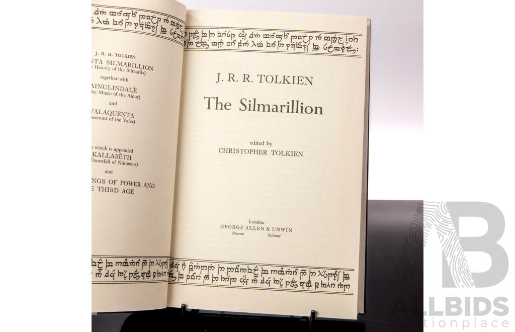 First Edition, J R R Tolkien, The Silmarillion, George Allen & Unwin, London, 1977, Hardcover with Dust Jacket