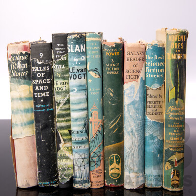 Collection Nine Pulp 1950s Sci Fi  Books, All Hardcovers with Dust Jackets