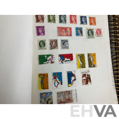 Collection of International Stamps Including Australian Predecimal, India, Hong Kong, Canada, USA, Instructions to Young Stamp Collectors Book and Vintage Receipts