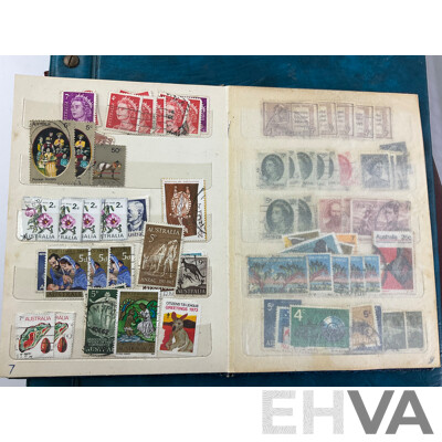 Collection of International Stamps Including Australian Predecimal, India, Hong Kong, Canada, USA, Instructions to Young Stamp Collectors Book and Vintage Receipts