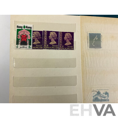 Collection of International Stamps Including Australian Predecimal, India, Hong Kong, Canada, USA, Instructions to Young Stamp Collectors Book and Vintage Receipts