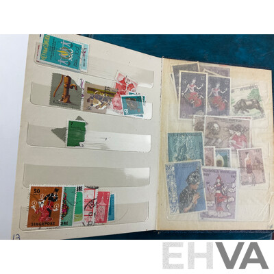 Collection of International Stamps Including Australian Predecimal, India, Hong Kong, Canada, USA, Instructions to Young Stamp Collectors Book and Vintage Receipts