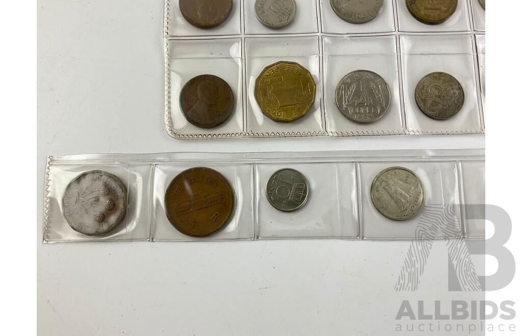 Collection of Vintage Antique/Vintage Coins Including Australian Silver Threepence, UK Silver Thee and Four Pence,  USA, Germany, 1942 WWII Vichy French State, Palestine 1927 One Mil and More