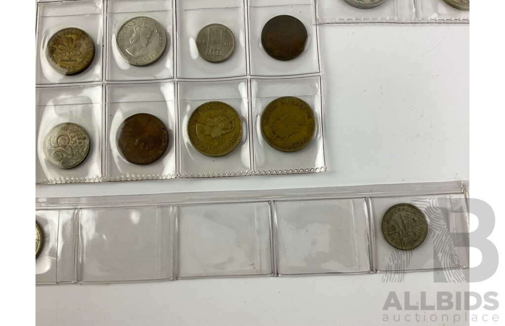 Collection of Vintage Antique/Vintage Coins Including Australian Silver Threepence, UK Silver Thee and Four Pence,  USA, Germany, 1942 WWII Vichy French State, Palestine 1927 One Mil and More