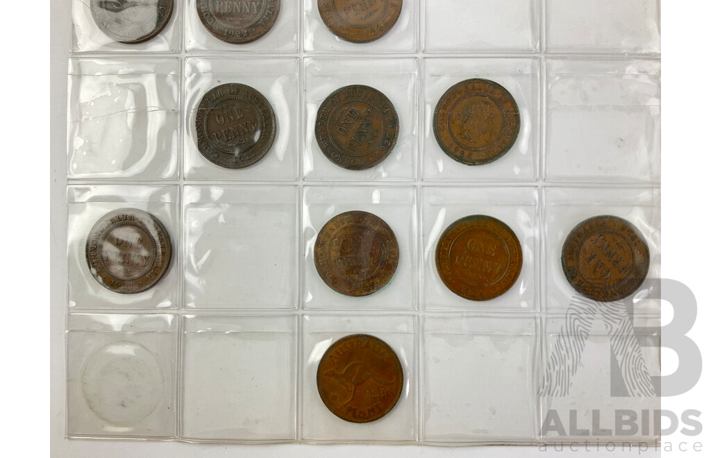 Australian Pennies Examples From 1917 to 1964, KGV, KGVI, QE2, Including 1931, No Doubles