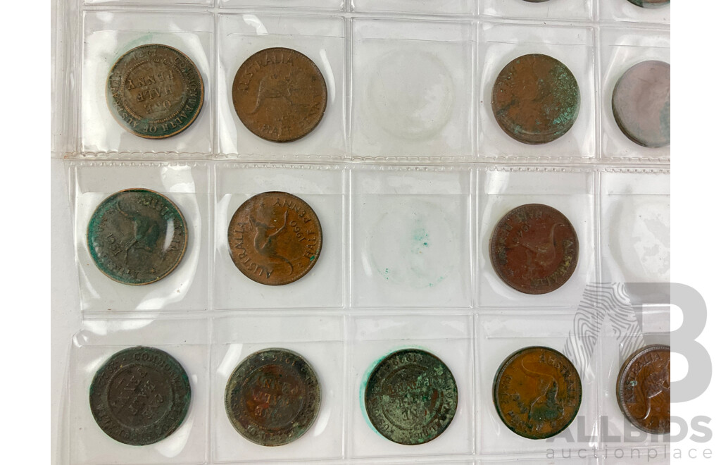 Australian Half Pennies Examples From 1913 to 1963 KGI, KGVI, QE2