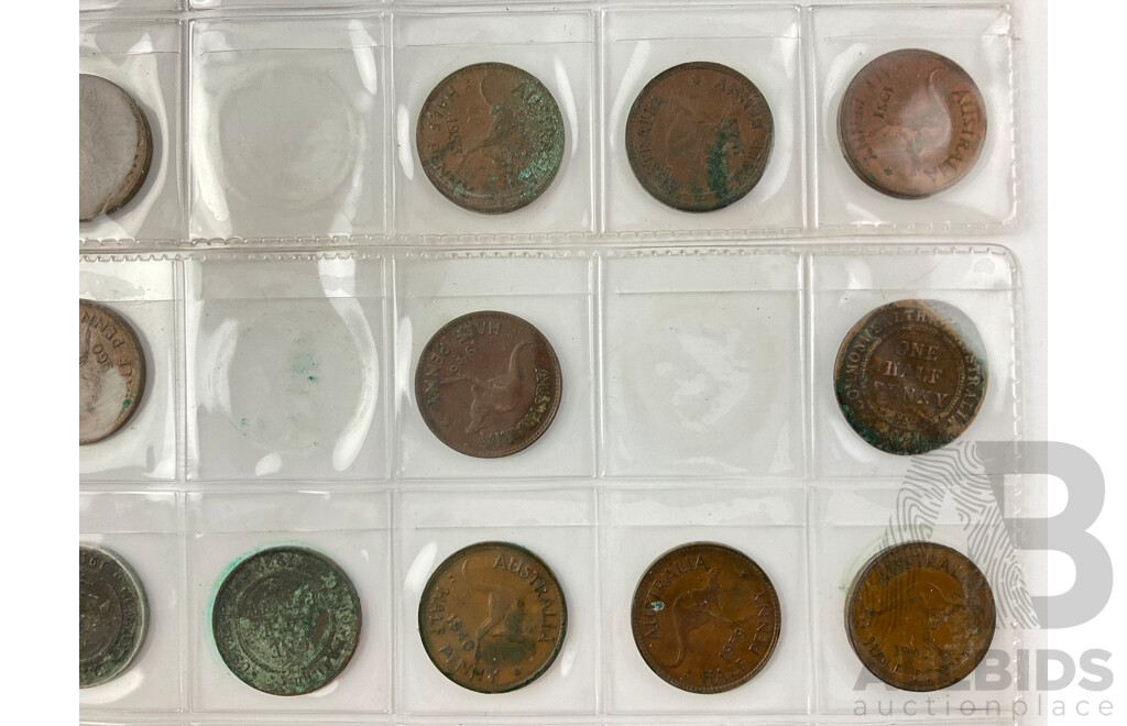 Australian Half Pennies Examples From 1913 to 1963 KGI, KGVI, QE2