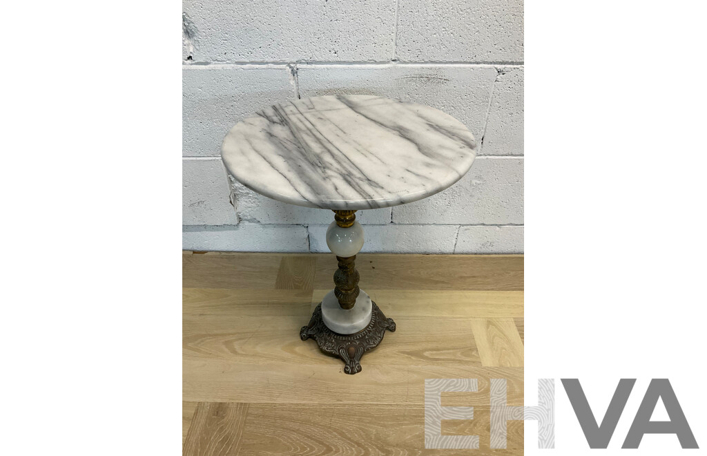 Vintage Marble and Brass Side Table