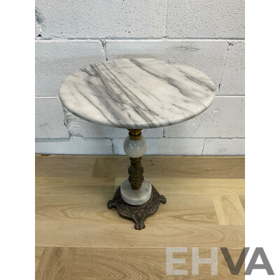 Vintage Marble and Brass Side Table