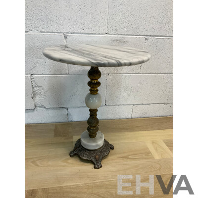 Vintage Marble and Brass Side Table