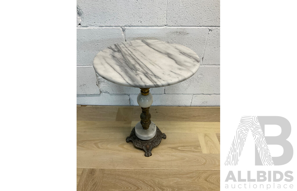 Vintage Marble and Brass Side Table