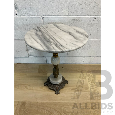 Vintage Marble and Brass Side Table