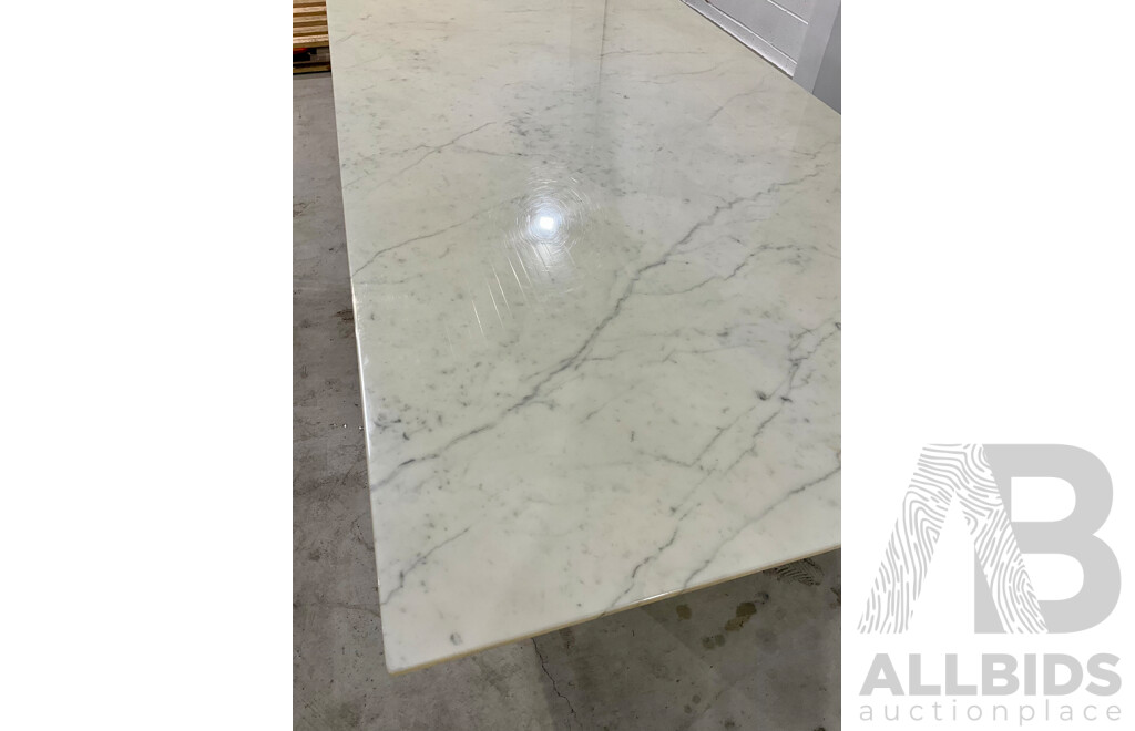 White Marble Twin Pedestal Dining Table or Executive Desk