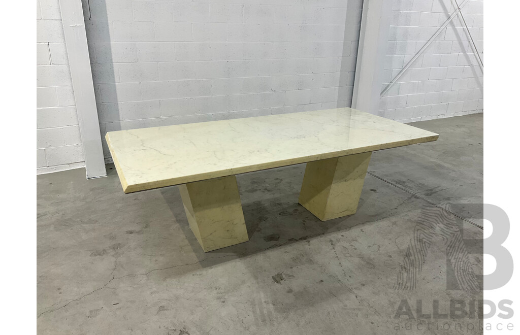 White Marble Twin Pedestal Dining Table or Executive Desk