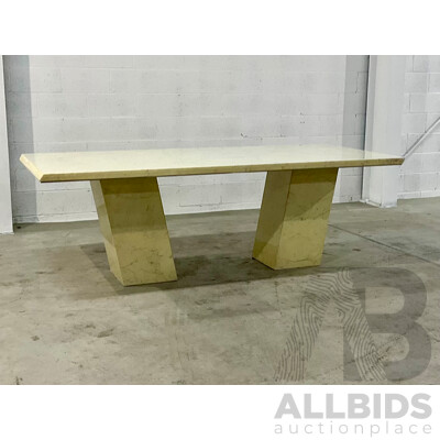 White Marble Twin Pedestal Dining Table or Executive Desk