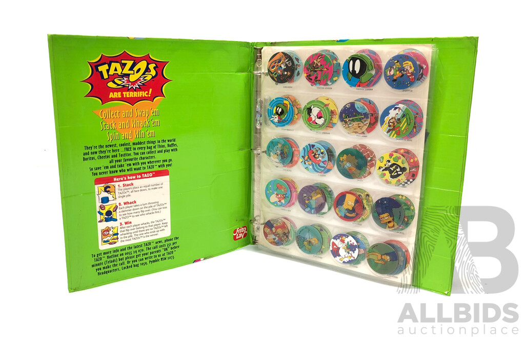 Collection of 92 Tazo's with Official Collectors Album