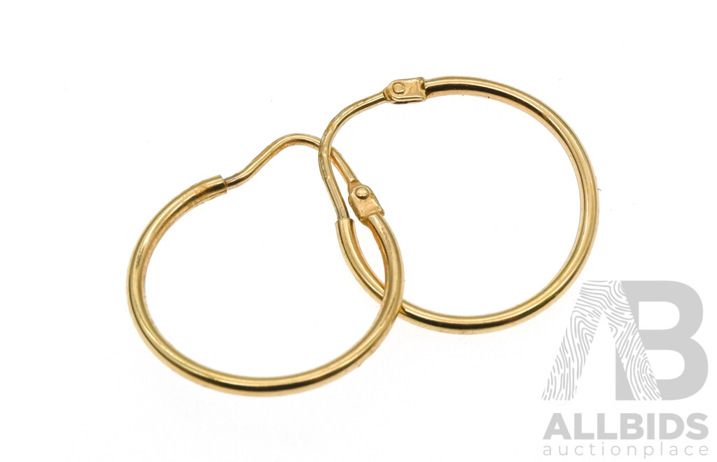 9ct Yellow Gold Petite Hoop Earrings, 20mm, 1.0 Grams