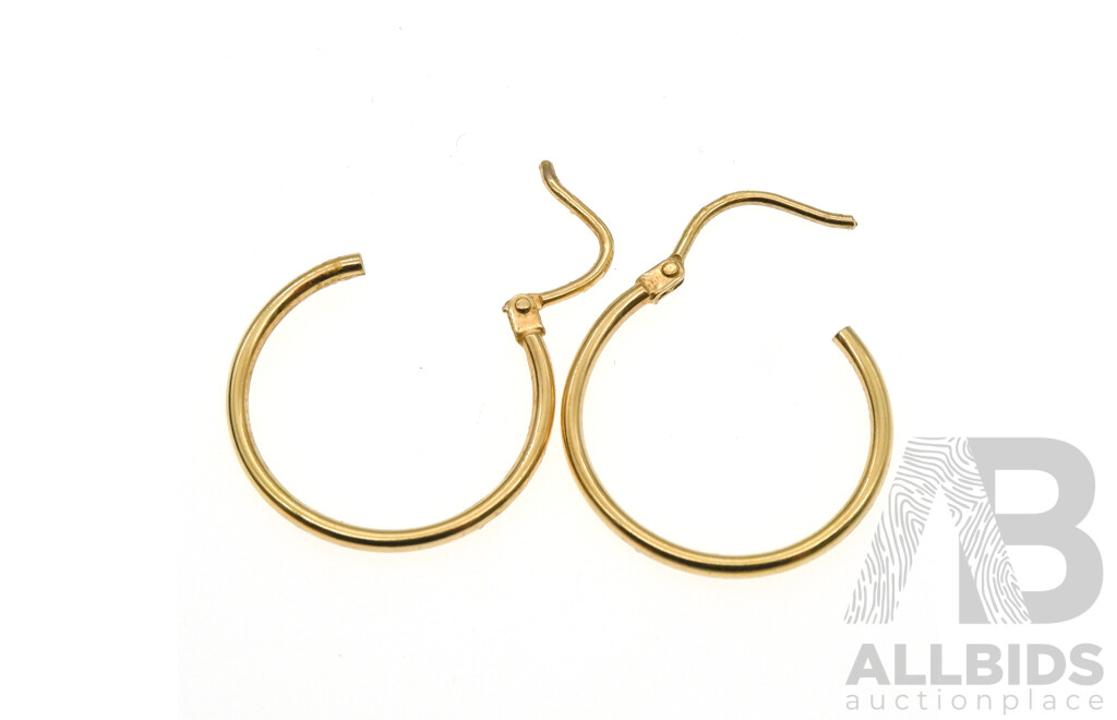 9ct Yellow Gold Petite Hoop Earrings, 20mm, 1.0 Grams