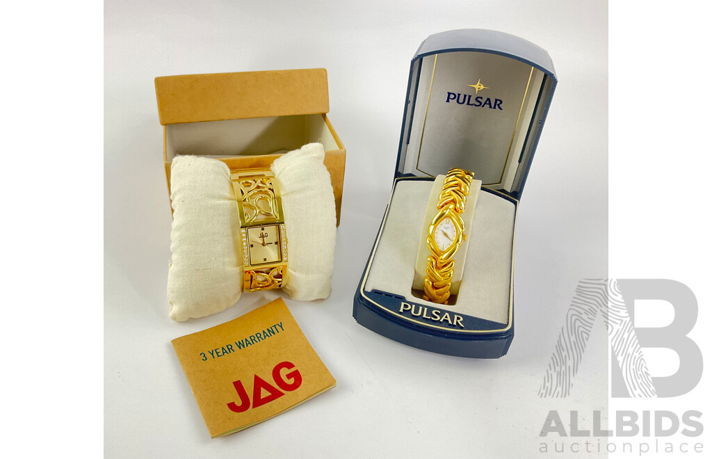 Ladies Vintage (2) Gold Tone Dress Watches - Pulsar & JAG