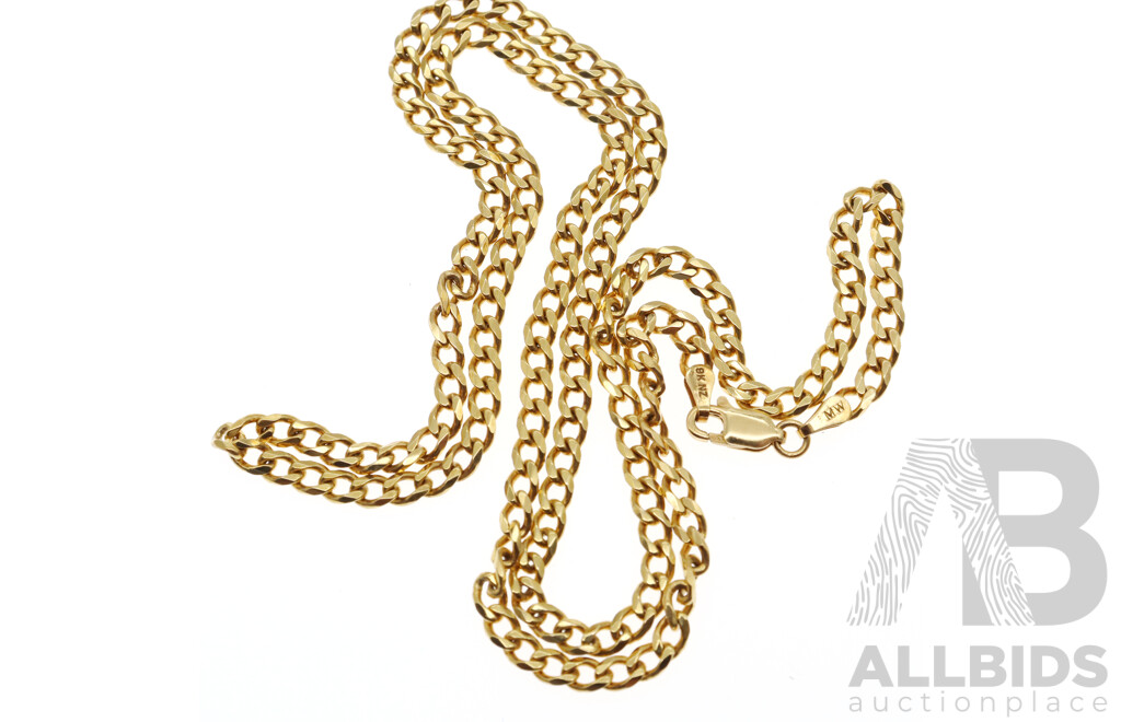 Zamel's 9ct Flat Curb Link Chain Necklace, 55cm, 14.45 Grams